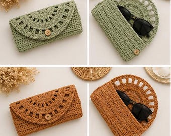 Crochet Glasses Case Pattern, Lace Flap Eyeglass Holder, Raffia Sunglasses Pouch Crochet Pattern, Glasses Case PDF, Instant Download