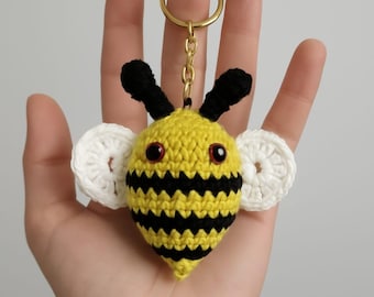 Mini Bee Amigurumi Crochet Pattern: Easy Plush Keychain (PDF Download)