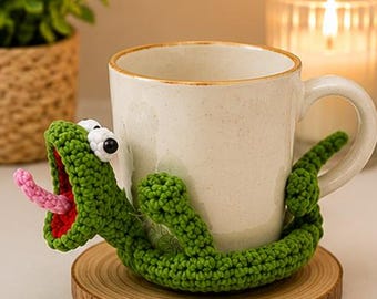 Crochet Lizard Mug Rug Pattern PDF, Funny Lizard Coaster Crochet Pattern, Reptile Mug Mat, Animal Mug Rug, Instant Download