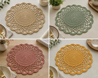 Crochet Lace Placemat Pattern PDF, Round Doily Placemat, Vintage Crochet Table Mat, Boho Lace Placemat, Cottagecore Home Decor, Instant pdf