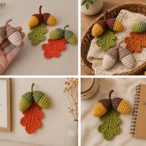 Crochet Acorn Pattern PDF, Easy Amigurumi Acorn, Fall Crochet Pattern, Autumn Decor, Crochet Ornament, Scrap Yarn Project