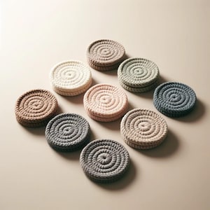 Minimalist Crochet Coaster Pattern | Set of Round Table Mats | DIY Rustic Home Decor | Easy Modern Gift Idea | Instant Download PDF
