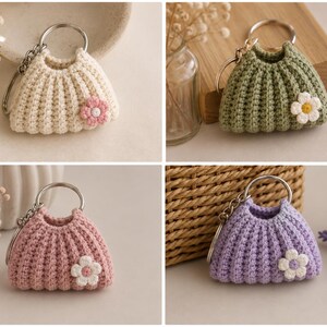 Kawaii haakpatroon voor tashanger, mini sleutelhangertje voor handtas (PDF), schattige kleine tashanger, eenvoudig haakpatroon voor sleutelhangertje als cadeau
