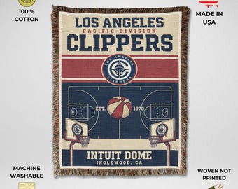Los Angeles Clippers Vintage Woven Throw Blanket, Intuit Dome Basketball Tapestry, Fan Gift & Decor