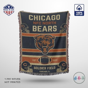 Vintage Chicago Bears Woven Blanket Throw – NFL Retro Football Fan Home Decor Gift