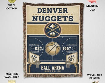 Denver Nuggets Vintage Woven Throw Blanket, Ball Arena Basketball Tapestry, Fan Gift & Home Decor