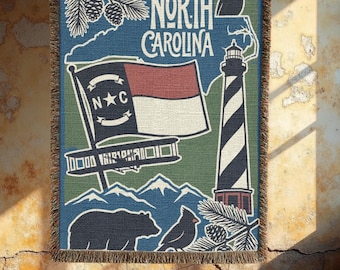 Coperta in tessuto arazzo della Carolina del Nord, faro di Outer Banks, regalo per l'aviazione