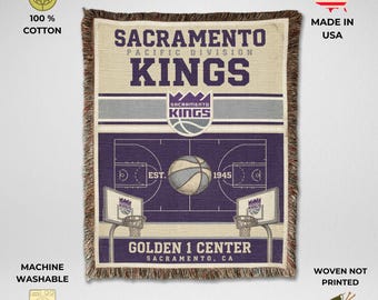 Sacramento Kings Vintage Woven Throw Blanket, Golden 1 Center Basketball Tapestry, Fan Gift & Decor