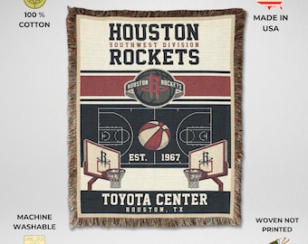 Houston Rockets Vintage Woven Throw Blanket, Toyota Center Basketball Tapestry, Fan Gift & Home Decor