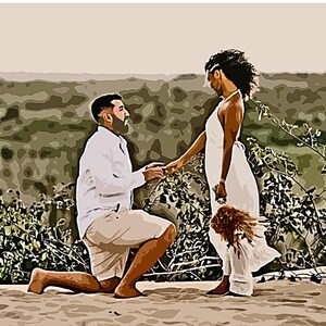 Custom  Family Oil Painting and Illustration on Canvas - Personalized Couple Digital Portrait from Photo with framed or Poster hanging