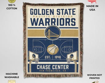 Golden State Warriors Vintage Woven Throw Blanket, Chase Center Basketball Tapestry, Fan Gift & Decor