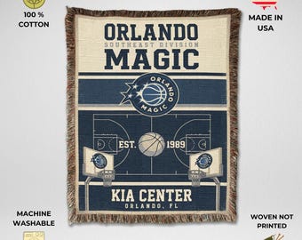 Orlando Magic Vintage Woven Throw Blanket, Kia Center Basketball Tapestry, Fan Gift & Home Decor