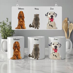 Personalized Custom Cartoon Digital Hand Drawing; Portrait coffee mug from photo for pets, family, best friends, father, mother  gift