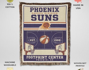 Phoenix Suns Vintage Woven Throw Blanket, Footprint Center Basketball Tapestry, Fan Gift & Home Decor