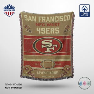 Vintage San Francisco 49ers Woven Blanket Throw – Retro NFL Football Fan Home Decor Gift