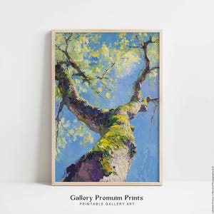 Looking Up Ancient Tree, Moss Wall Art, Spring Blossoms Landscape Printable, Dopamine Decor (Digital Download) 68