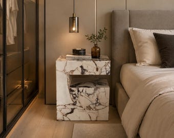 Calacatta viola -nightstand -    Luxury Italian Marble-    Natural Stone Furnitur-    Designer Marble Furnitur-    Premium Marble Decor