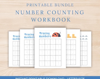 Number Tracing and Counting Workbook: Preschool & Kindergarten Math Activity (Printable PDF)