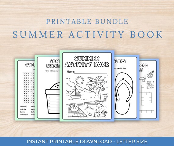 Summer Activity Book for Kids: Fun Printable Worksheets (Digital Download) Ages 6-8