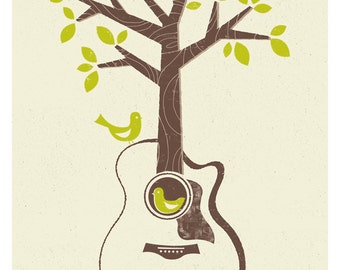 Birds & Acoustic Guitar Print