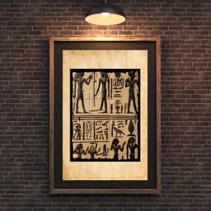 Ancient Egyptian Hieroglyph Wall Art Printable,Vintage Papyrus Style Digital Download for History, Culture and Home Decor Lovers,Egypt Grade