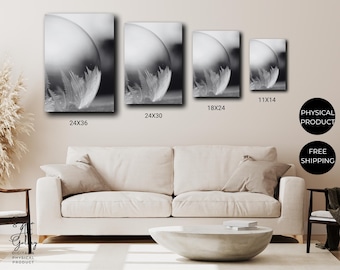 Minimalist Frozen Bubble Canvas Print – Black White Winter Wall Art