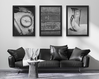 Monochrome Hourglass Print - Surreal Black and White Wall Art (Digital Download)