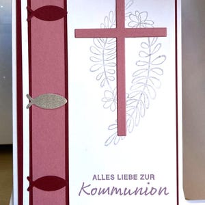 Glückwunsch - Kommunion – Karte ,rosa, rot, Kirche, Fest, Geld-Geschenk