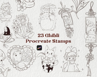 25 Ghibli-Inspired Stamp Brushes for Illustration & Tattoo (Instant Download)