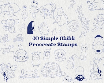 40 Ghibli-Inspired Procreate Stamps | Illustration & Tattoo Brushes