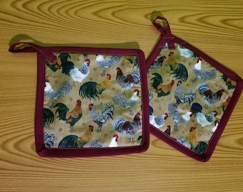 Roosters Set of 2 Potholders
