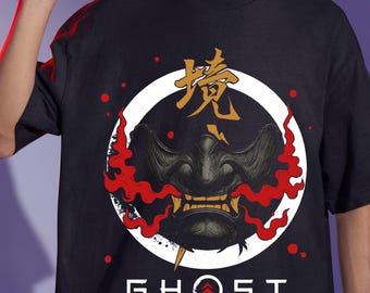 Ghost of Tsushima T-Shirt: Jin Sakai, Samurai Oni Mask Design