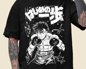Uniseks vintage boksanime-shirt, retro sportmanga-T-shirt, Otaku-shirt met afbeelding uit de jaren 90