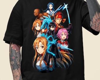 Koszulka inspirowana Sword Art Online | Koszulka z anime dla graczy | Koszulka SAO Fantasy World