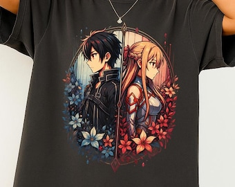 Koszulka inspirowana Sword Art Online | Koszulka z anime dla graczy | Koszulka SAO Fantasy World