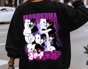 Monokuma Danganronpa Sweatshirt, Anime Horror Game Sweater, Funny Villain Otaku Gamer Shirt