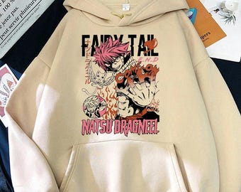 Fairy Tail Anime Hoodie, Natsu Dragneel Sweater, Gray Fullbuster, Gajeel Redfox, Happy Cat, Dragon Slayer Hoodie