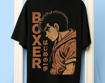 Uniseks vintage boksanime-shirt, retro sportmanga-T-shirt, Otaku-shirt met afbeelding uit de jaren 90