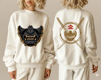 Ghost of Tsushima Sweatshirt, Oni Mask Japanese Samurai Sweater