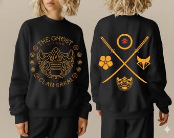 Ghost of Tsushima Sweatshirt, Sakai Clan, Samurai Oni Mask Apparel