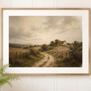 Winding Path Landscape Wall Art | Homeward Bound Print | Watercolor Country Cottage | Digital Download