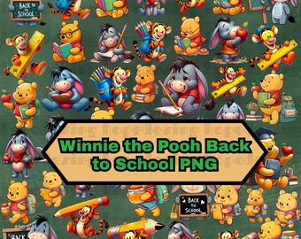 Disney Winnie the Pooh PNG Clipart Bundle: Back to School Digital Download