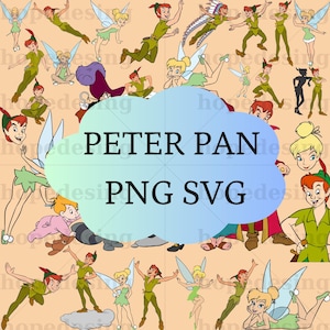 Peter Pan SVG PNG Clipart - Tinker Bell Wendy Hook Digital File,Peter Pan Tinker Bell Svg Png,Wendy Hook Clipart,Disney Peter Pan Png Files