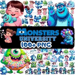 Monsters University Clipart Bundle: Sulley, Mike & Boo (PNG Digital Download)