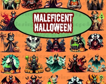 マレフィセントのハロウィーンPNGクリップアートバンドル - ディズニーの悪役30人以上のデジタルファイル