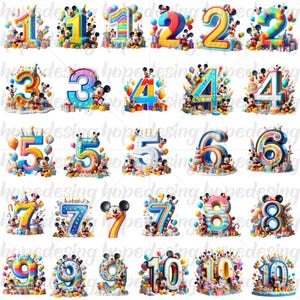 Mickey Mouse Birthday PNG Clipart Bundle - Disney Mickey Digital Download