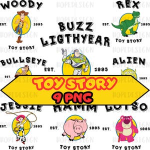 Toy Story Clipart Bundle: Woody, Buzz, Jessie, Rex (PNG Digital Download