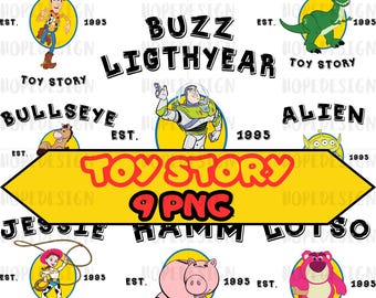 Toy Story Clipart Bundle: Woody, Buzz, Jessie, Rex (PNG Digital Download