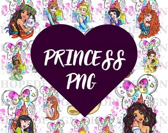 Disney Princess PNG Bundle: All Characters Digital Files