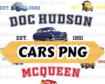 Disney Cars PNG Clipart Bundle – McQueen, Sally, Doc Hudson (Digital Download)